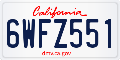 CA license plate 6WFZ551