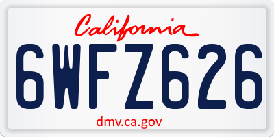 CA license plate 6WFZ626