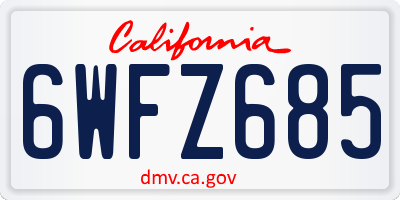 CA license plate 6WFZ685