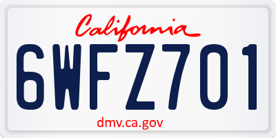CA license plate 6WFZ701