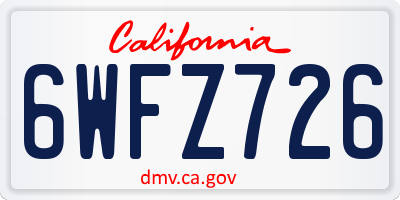 CA license plate 6WFZ726