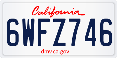 CA license plate 6WFZ746