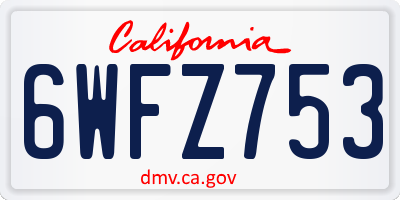 CA license plate 6WFZ753