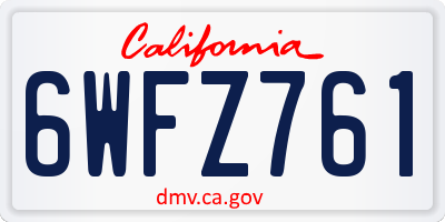 CA license plate 6WFZ761