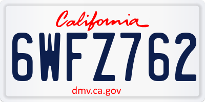 CA license plate 6WFZ762