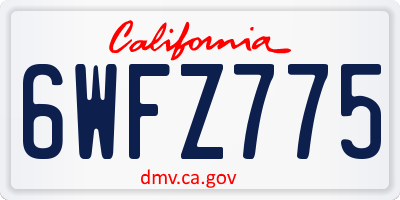 CA license plate 6WFZ775