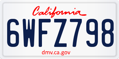 CA license plate 6WFZ798
