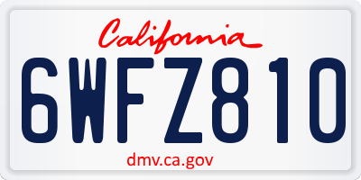 CA license plate 6WFZ810