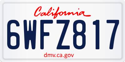 CA license plate 6WFZ817