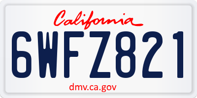 CA license plate 6WFZ821