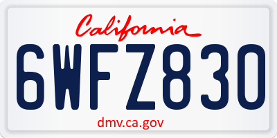 CA license plate 6WFZ830