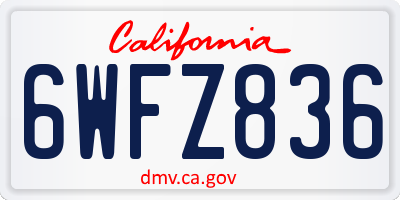 CA license plate 6WFZ836