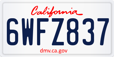CA license plate 6WFZ837