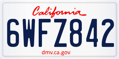 CA license plate 6WFZ842