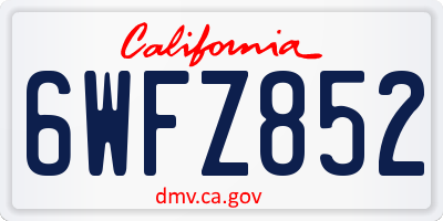 CA license plate 6WFZ852