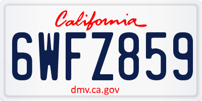 CA license plate 6WFZ859