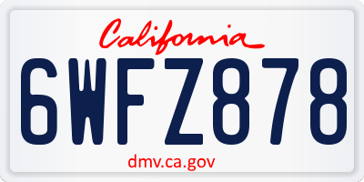 CA license plate 6WFZ878