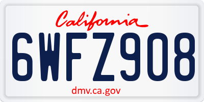 CA license plate 6WFZ908