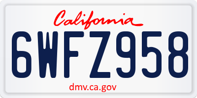 CA license plate 6WFZ958