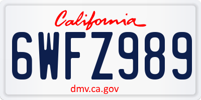 CA license plate 6WFZ989