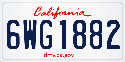 CA license plate 6WG1882