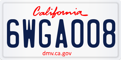 CA license plate 6WGA008