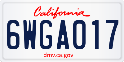 CA license plate 6WGA017