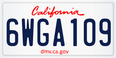 CA license plate 6WGA109