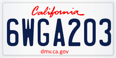 CA license plate 6WGA203