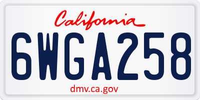 CA license plate 6WGA258