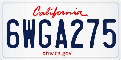 CA license plate 6WGA275