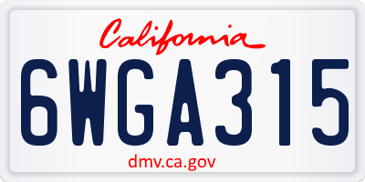 CA license plate 6WGA315
