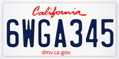 CA license plate 6WGA345