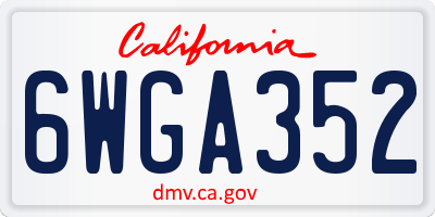 CA license plate 6WGA352