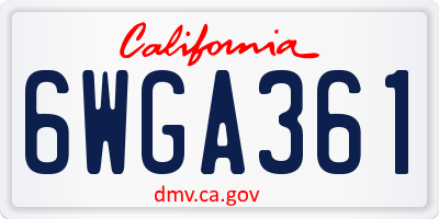 CA license plate 6WGA361