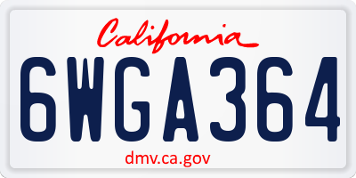 CA license plate 6WGA364