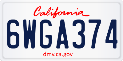 CA license plate 6WGA374