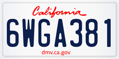 CA license plate 6WGA381