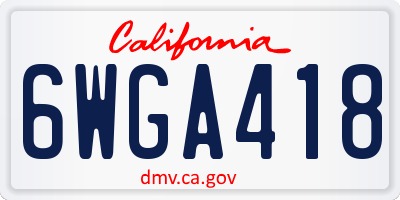 CA license plate 6WGA418