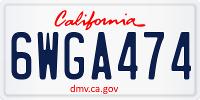CA license plate 6WGA474