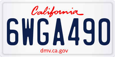 CA license plate 6WGA490