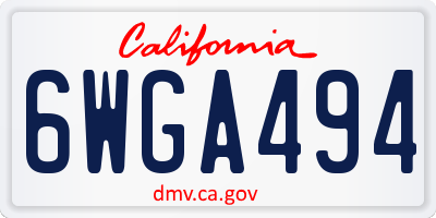 CA license plate 6WGA494