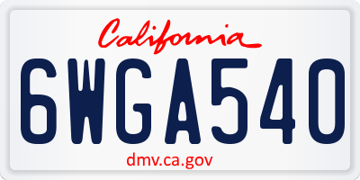 CA license plate 6WGA540
