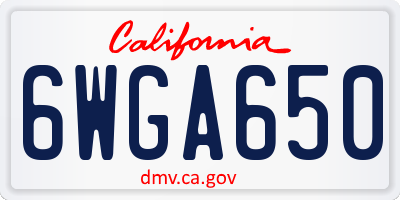 CA license plate 6WGA650