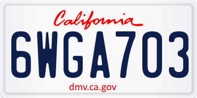 CA license plate 6WGA703