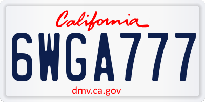 CA license plate 6WGA777