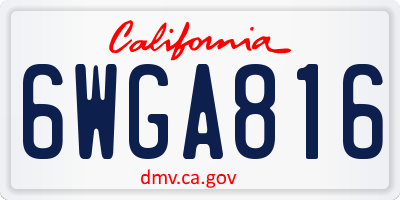 CA license plate 6WGA816