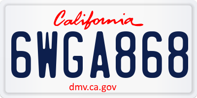 CA license plate 6WGA868