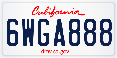 CA license plate 6WGA888