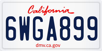 CA license plate 6WGA899